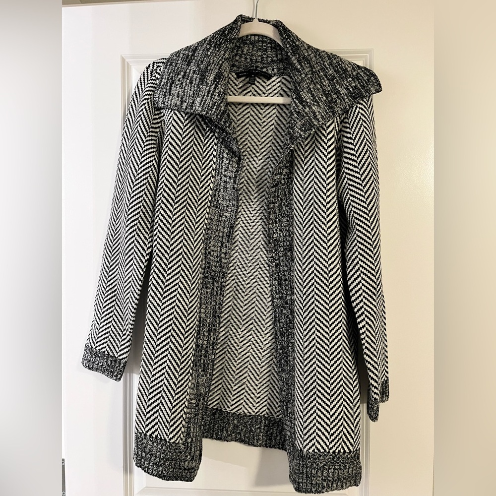 White House Black Market Monochrome Herringbone Jacket